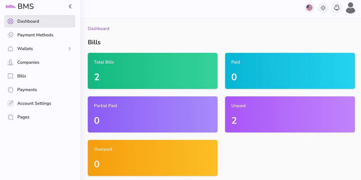 bills management dashboard