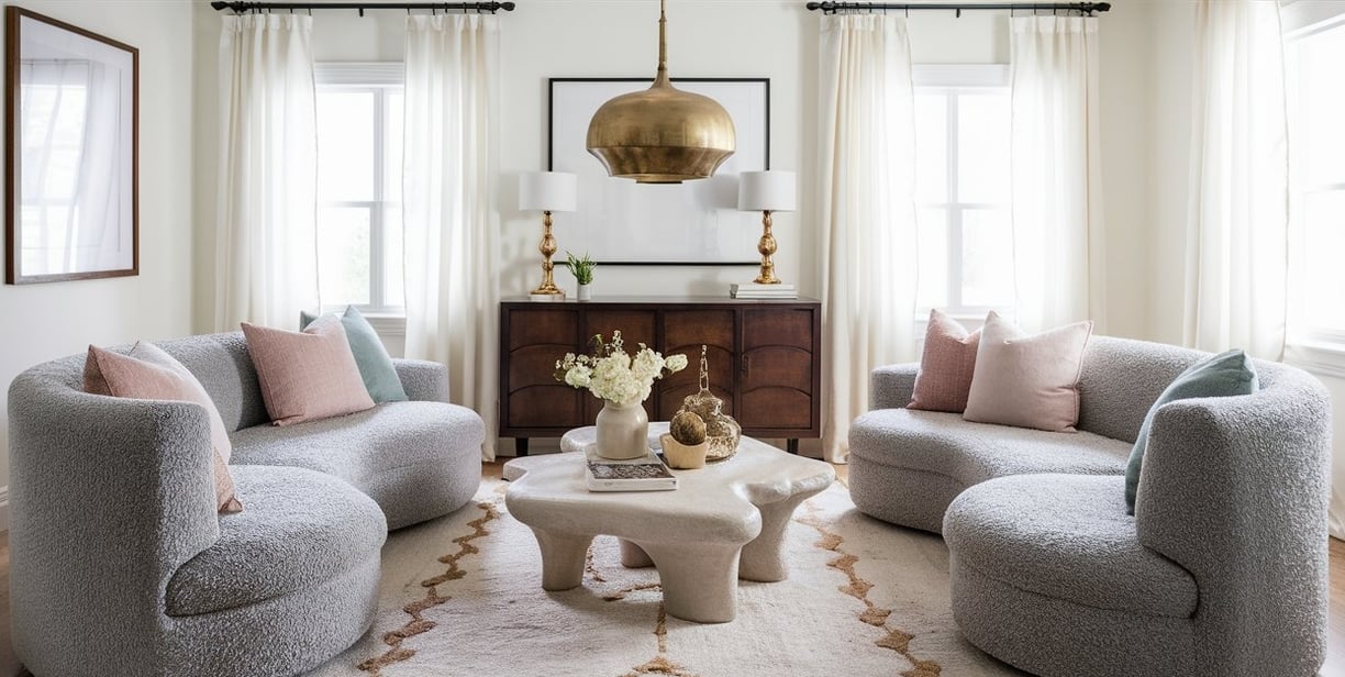 a living room with a couch and chairs