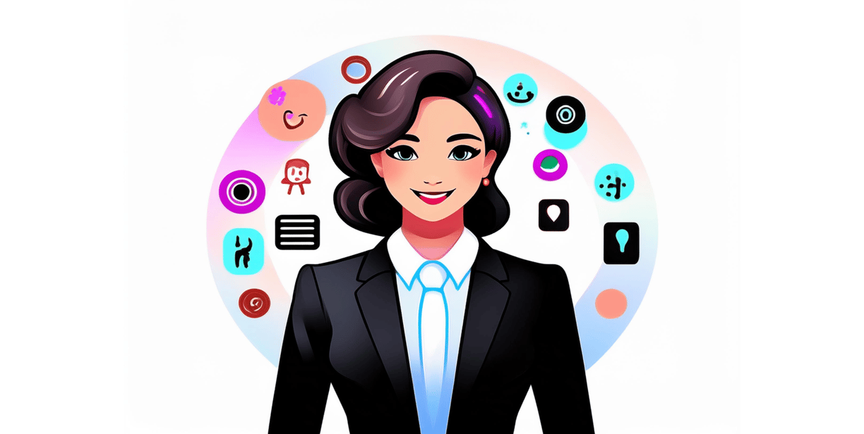 a woman in a suit and tie with a headset