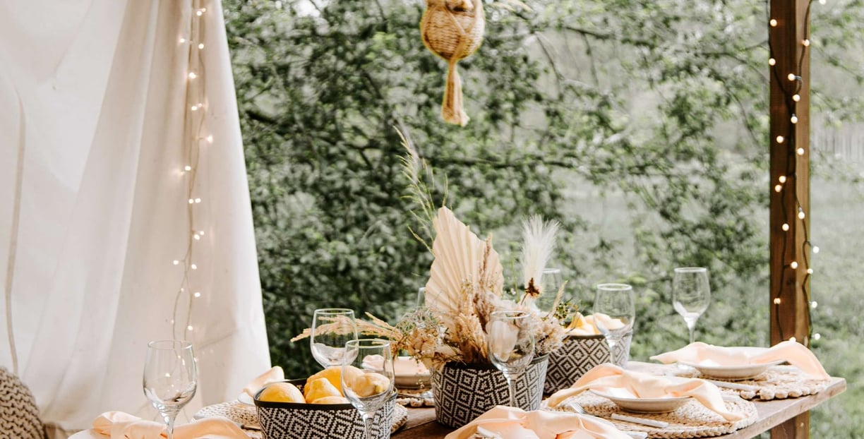 a table setting with a table setting for a dinner