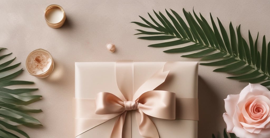 a gift box with a bow tie and wedding rings