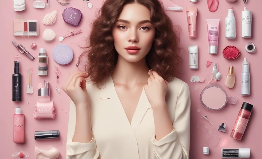 Three bottles of beauty products with silver accents are arranged on a bright blue background. The labels read 'lift hair' with various product names including shampoo and soin. The overall design is clean and modern.