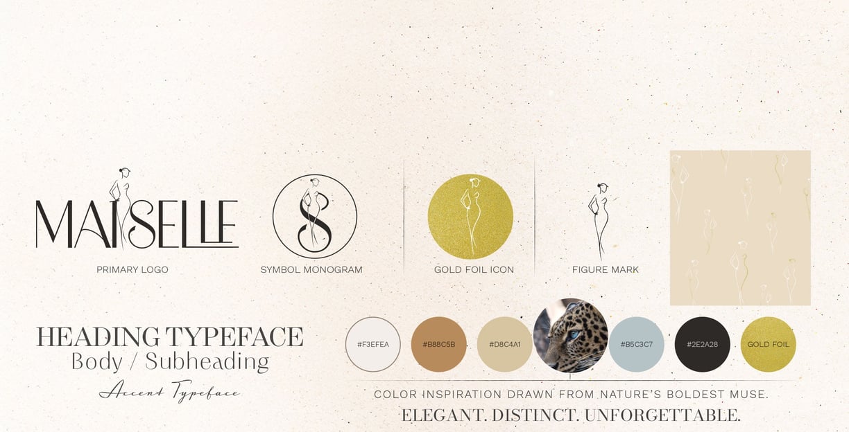 Logo system and color palette for a modern fashion brand. By UrBrand Studio.