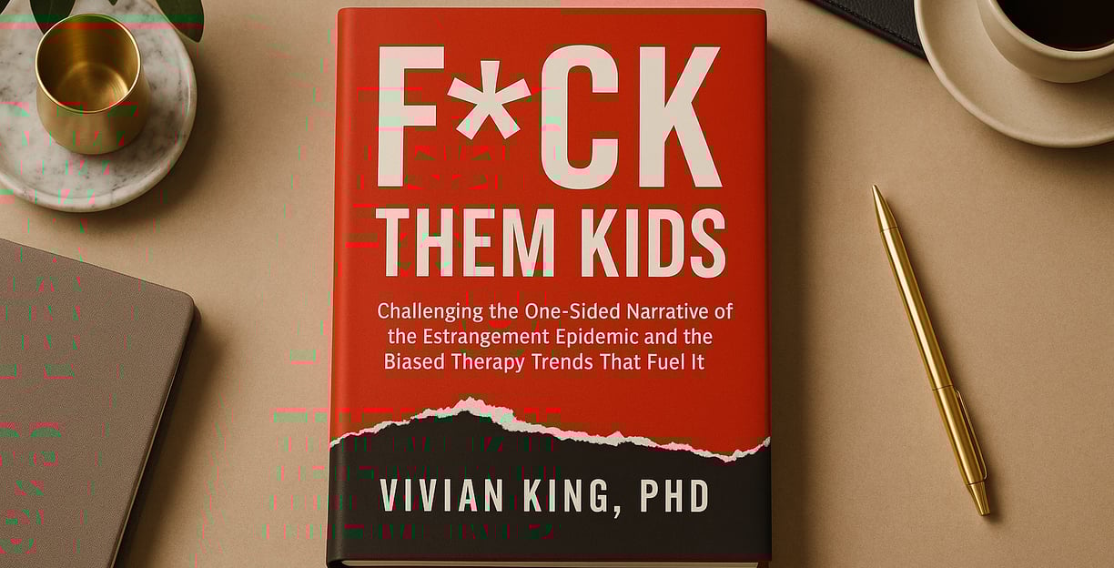 book cover of the book 'f them kids' by vivian king' with a cup of coffee and a laptop