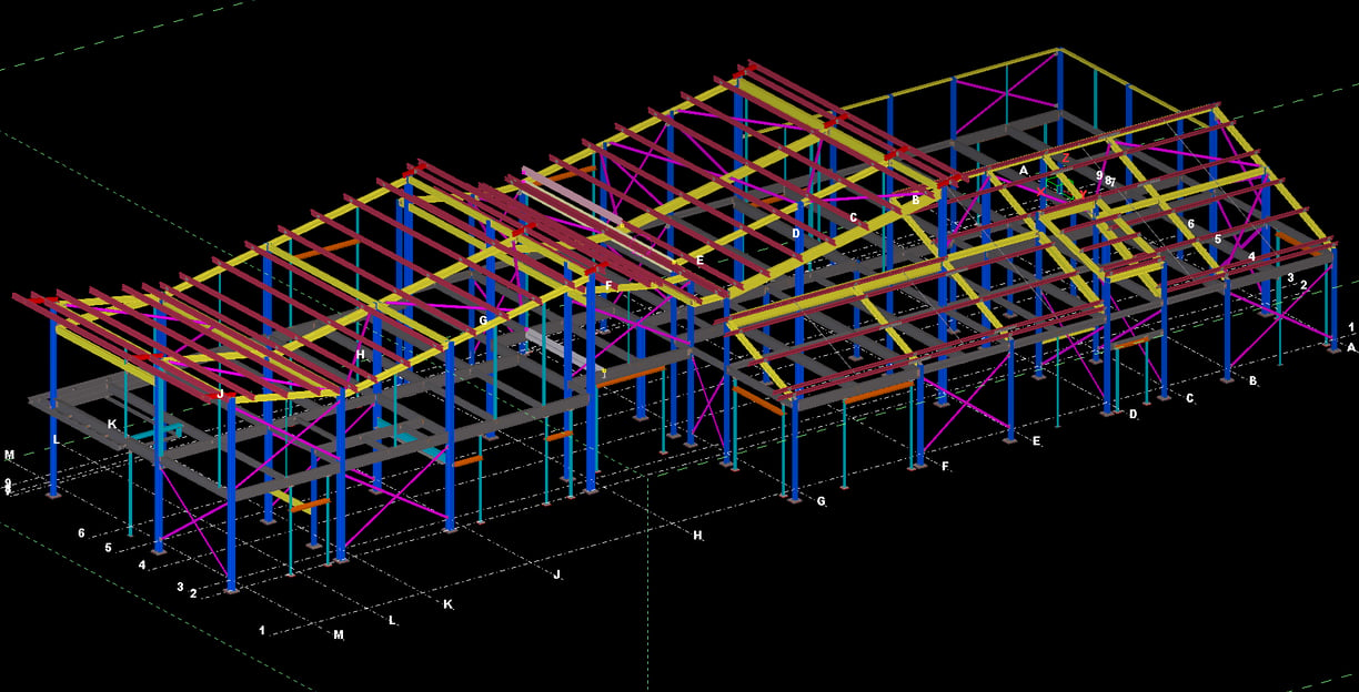 a building with a large metal structure and a large metal structure