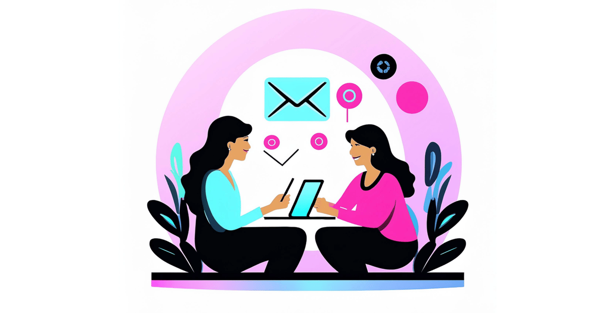 a woman sitting on a laptop computer with a woman