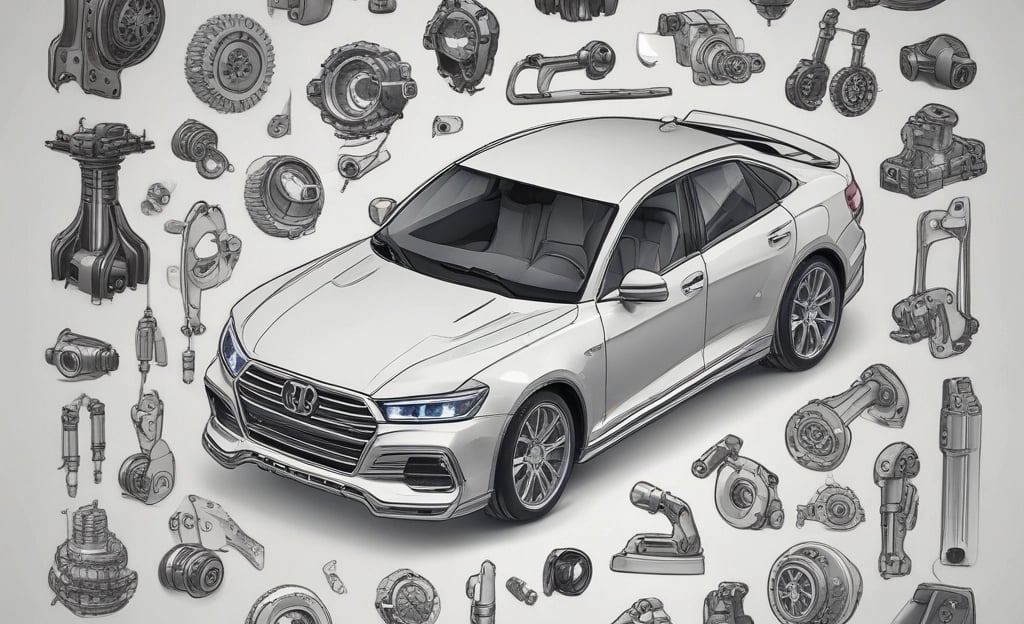 a car with a lot of different types of car parts