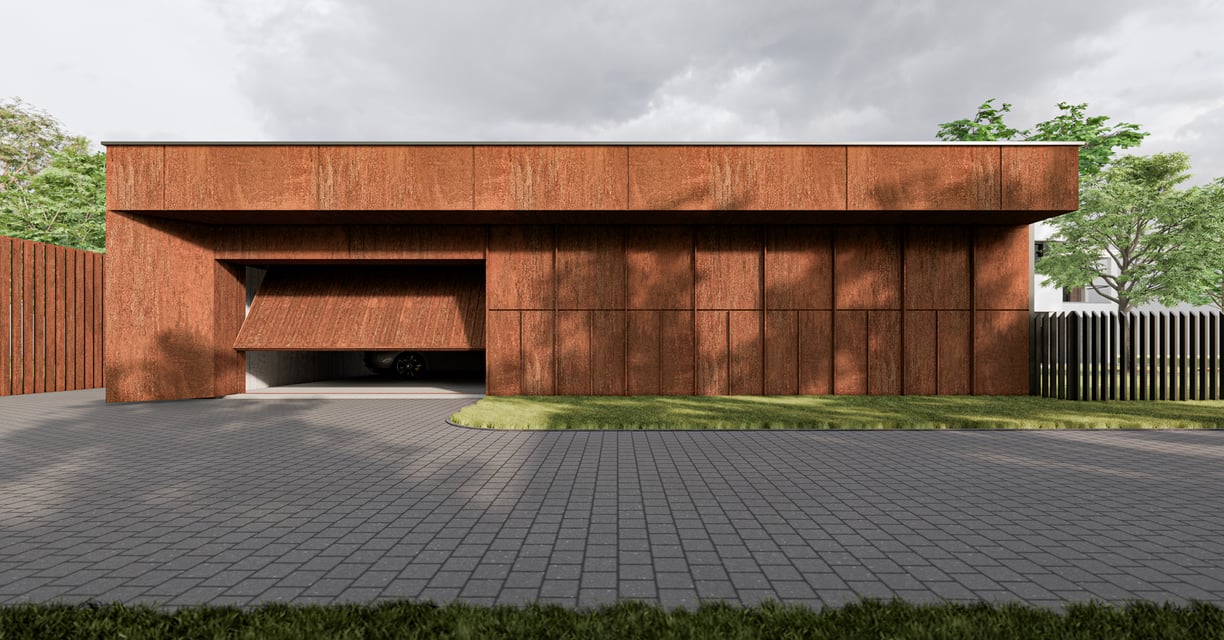 Minimalistinis vieno aukšto namas su garažu ir SPA zona