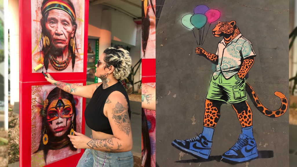 Amanda Amorim e Sérgio Astral colaborando em suas intervenções no Centro Cultural Valdo Varjão