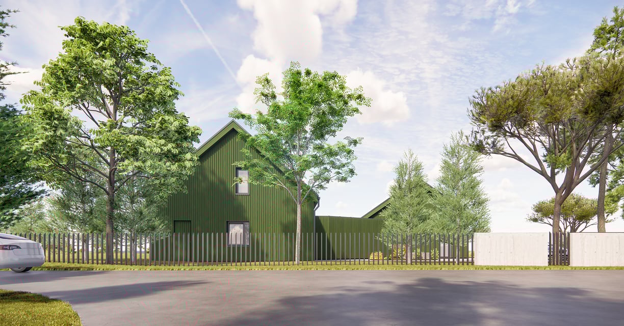 Skandinaviško stiliaus namas ant kalvos