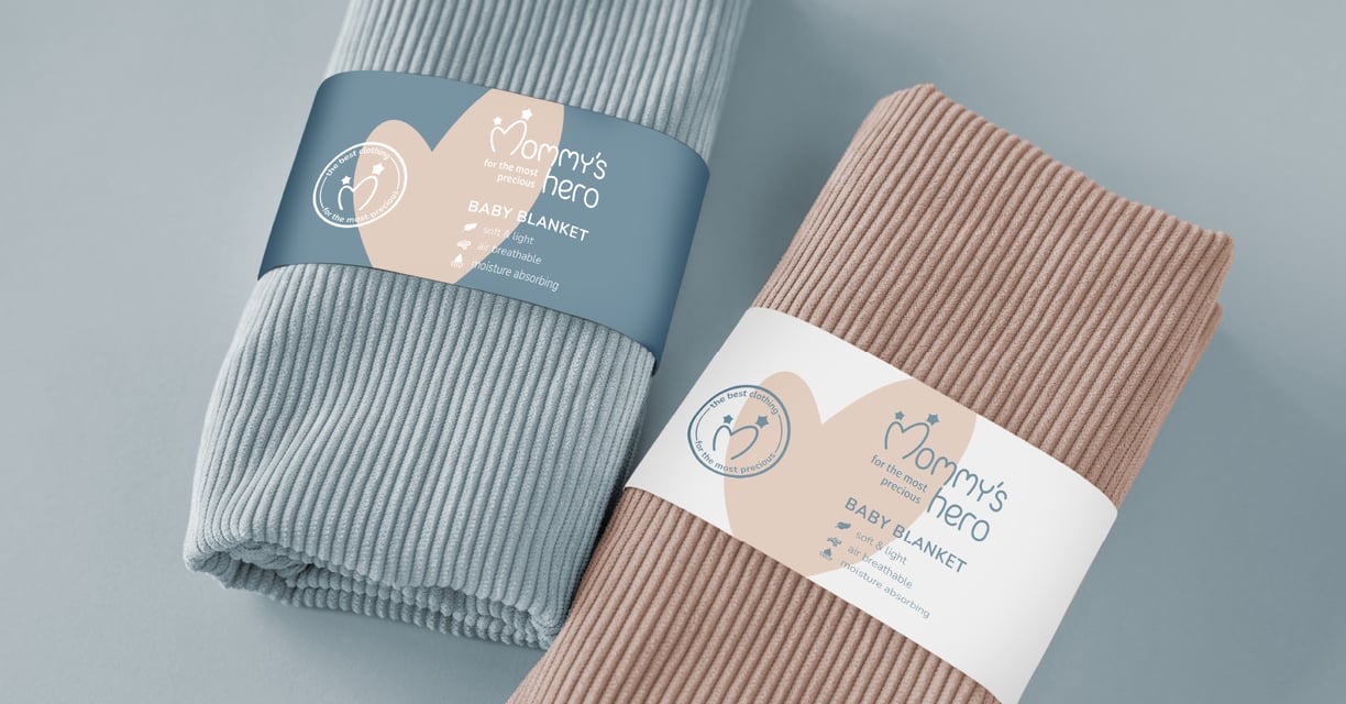 Cute and gentle Logo and Brand Identity for baby store Mommy's Hero, packaging