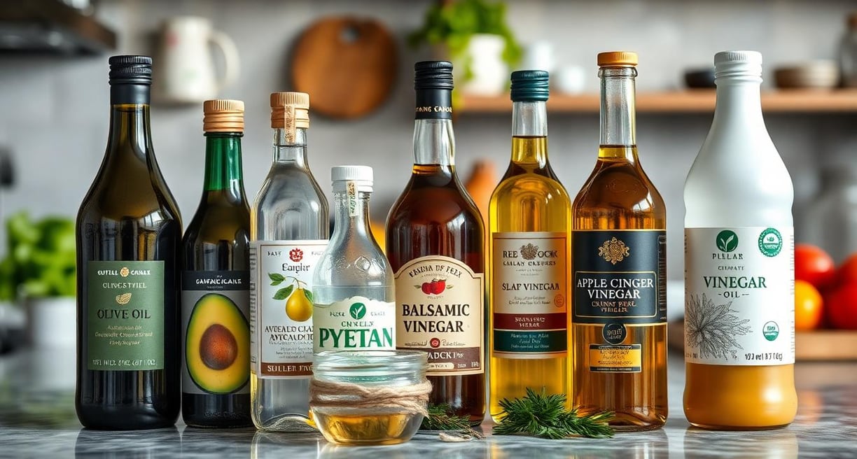Countertopop with bottles of oils and vinegar