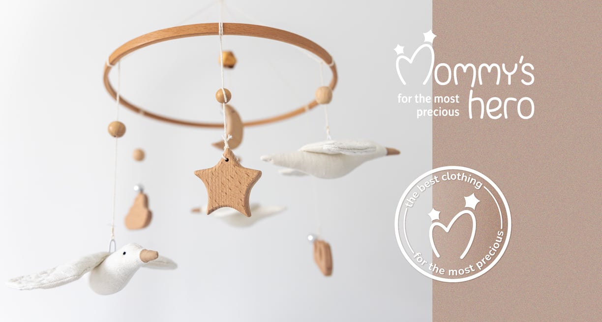 Cute and gentle Logo and Brand Identity for baby store Mommy's Hero, baby mobil for crib