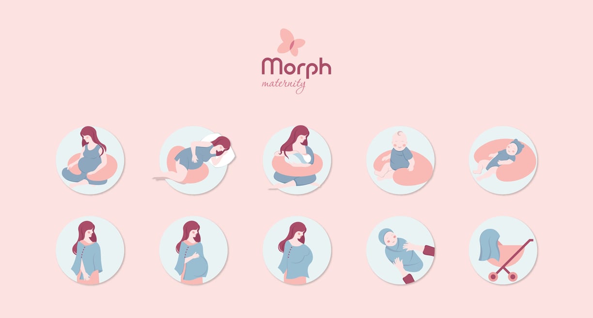 Pregnancy care brand identity and logo design, illustrations