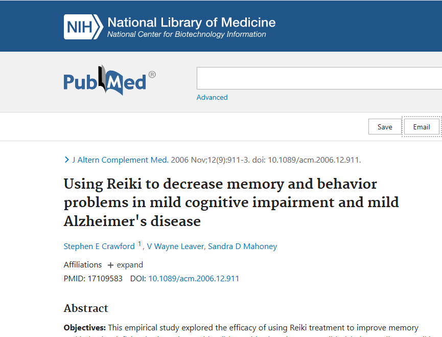Reiki to decrease memory and behavior problems