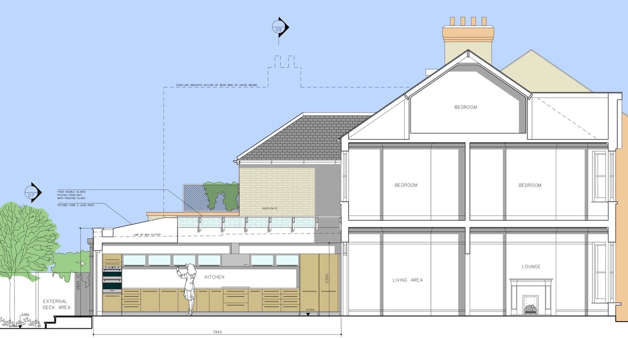 Conservation area house proposed extension section