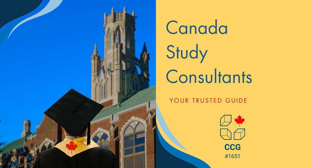 a graduate student with a graduation cap. test reads Canada Study Consultants - your trusted guide