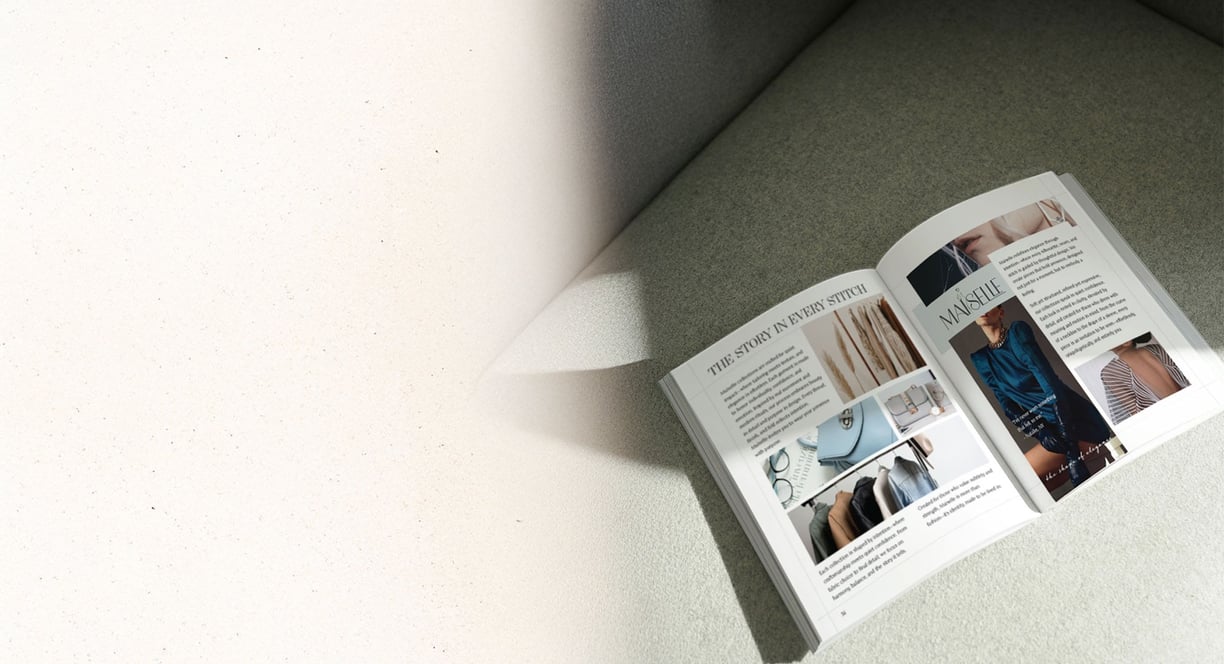 Editorial design for luxury fashion print catalog. By UrBrand Studio.