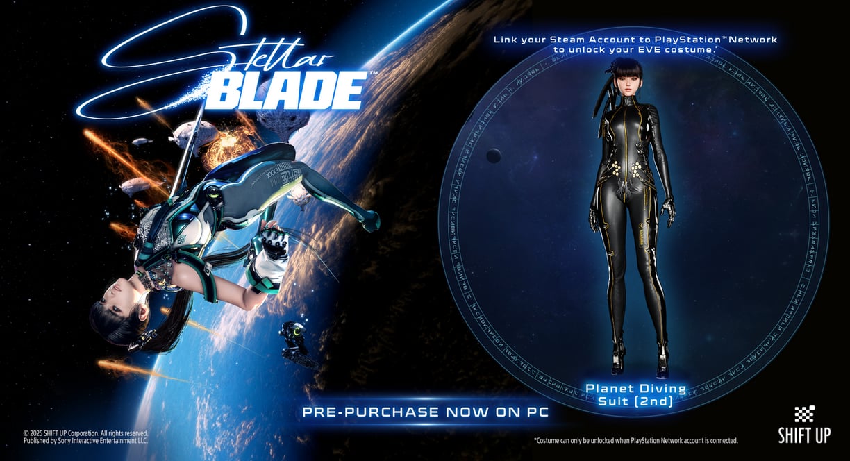 Planet Diving Suit (2nd) for Eve unlocked by linking Steam with PlayStation Network in Stellar Blade