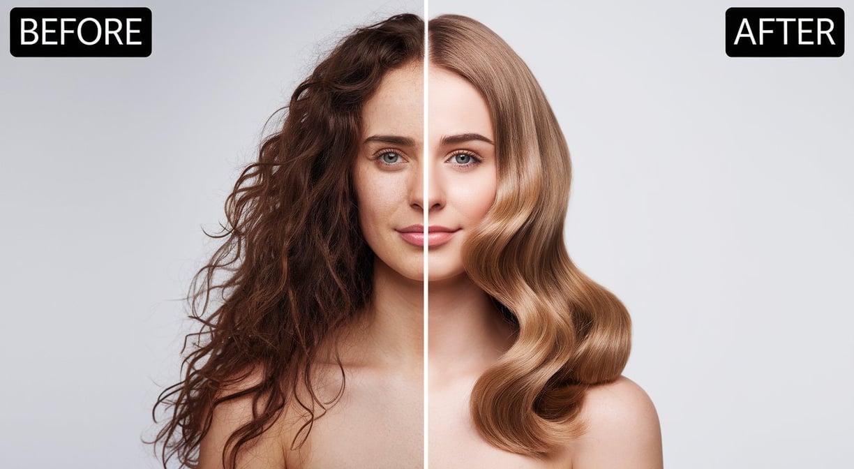 before and after pic of womans hair