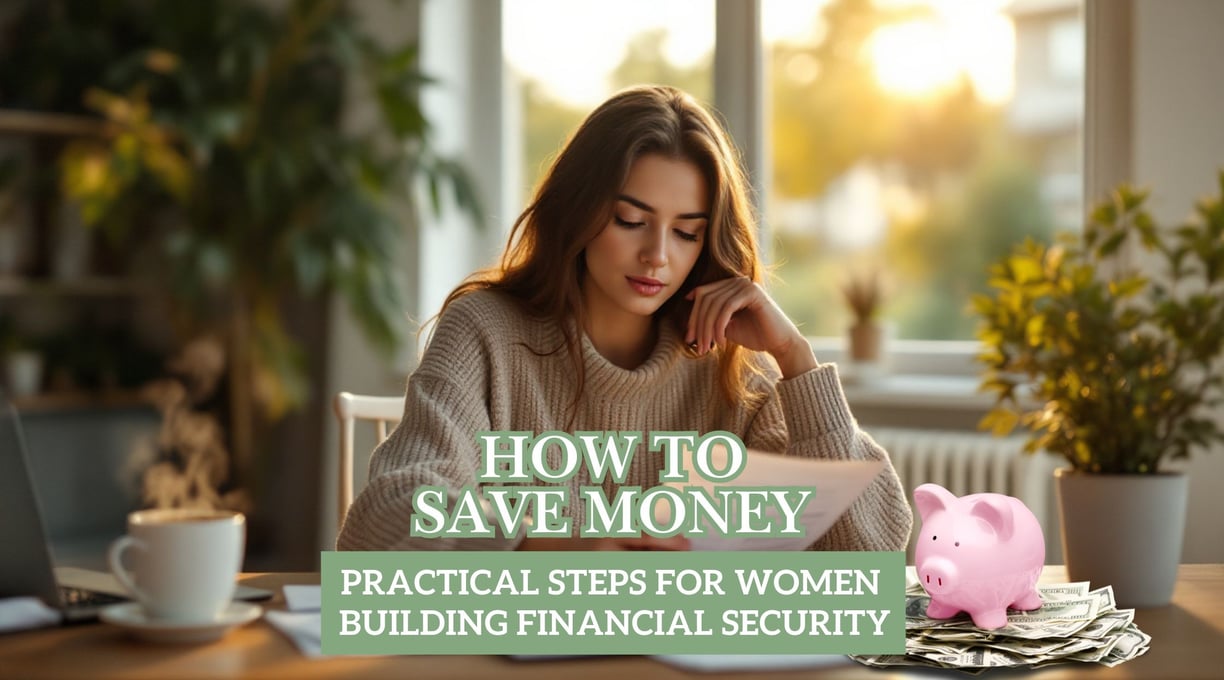 a woman sitting at a desk with a piggy bank