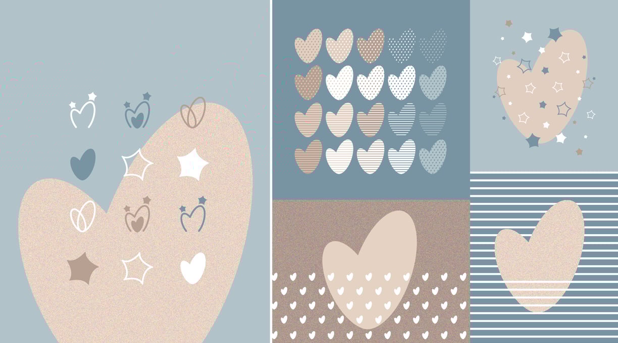Cute and gentle Logo and Brand Identity for baby store Mommy's Hero, heart and stars graphics