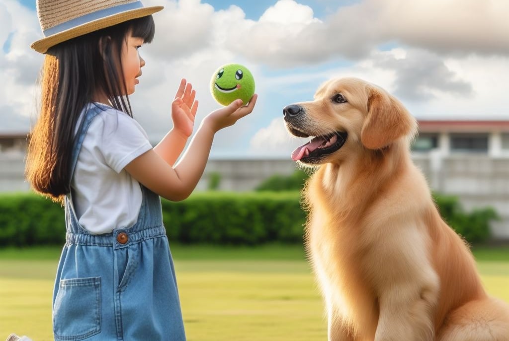 A dog using sign language to communicate, illustrating the concept of dogs understanding and using