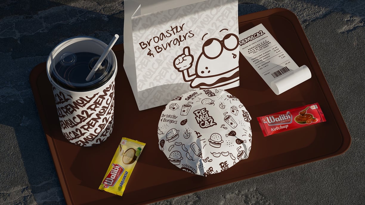 Mockup de empaques de comida de Remolca2 Foodtruck