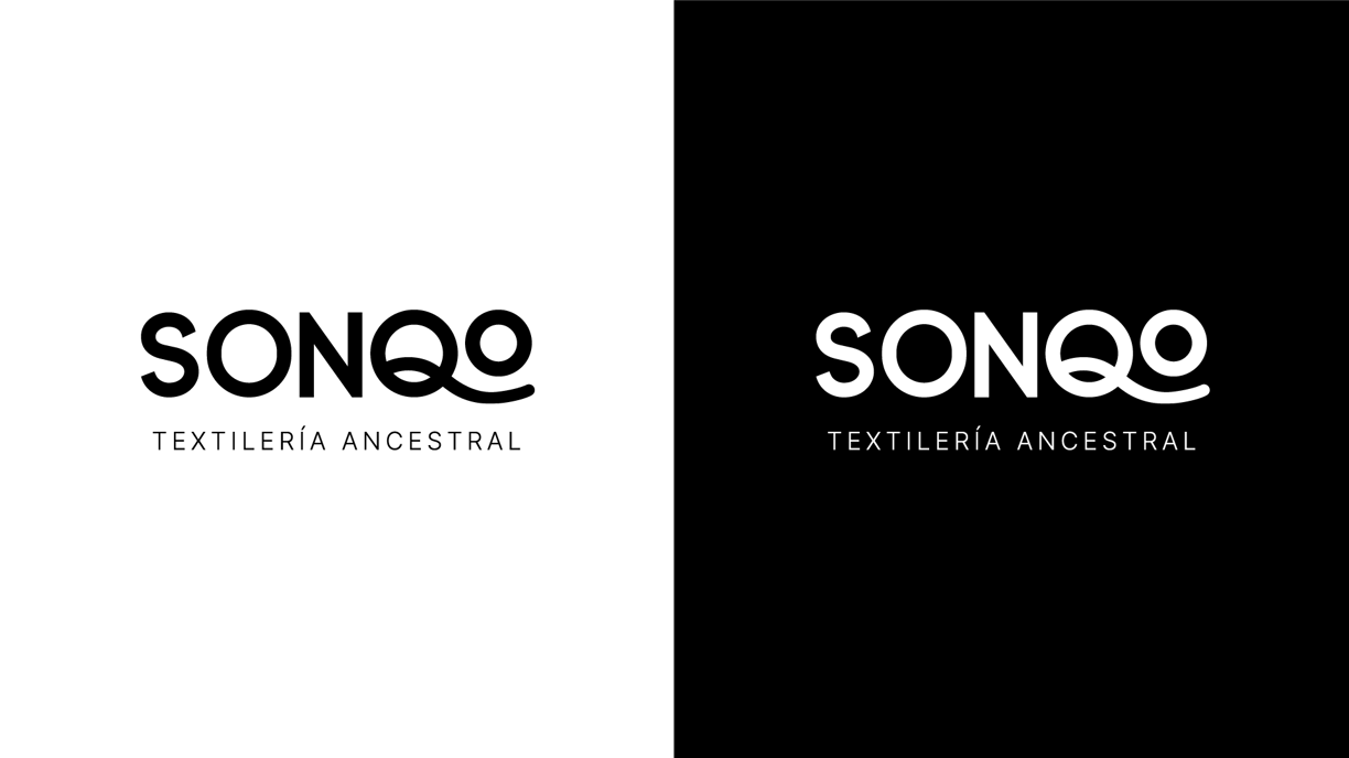 Nueva imagen de la marca Sonqo Textilería Ancestral sobre fondo blanco y negro