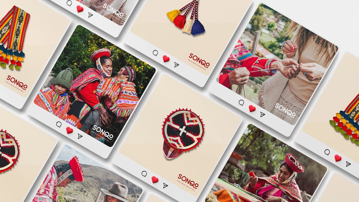 Mockup de publicaciones de Instagram de Sonqo Textilería Ancestral