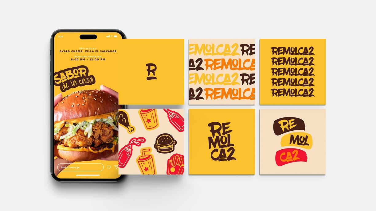 Mockup de publicaciones de Instagram de Remolca2 Foodtruck