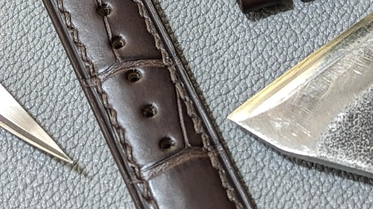 Bracelet de montre en cuir d'alligator