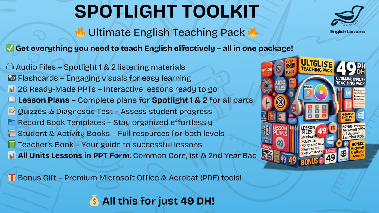 Spotlight 1 lesson plans, Spotlight 2 lesson plans, Spotlight 1 and 2 toolkit