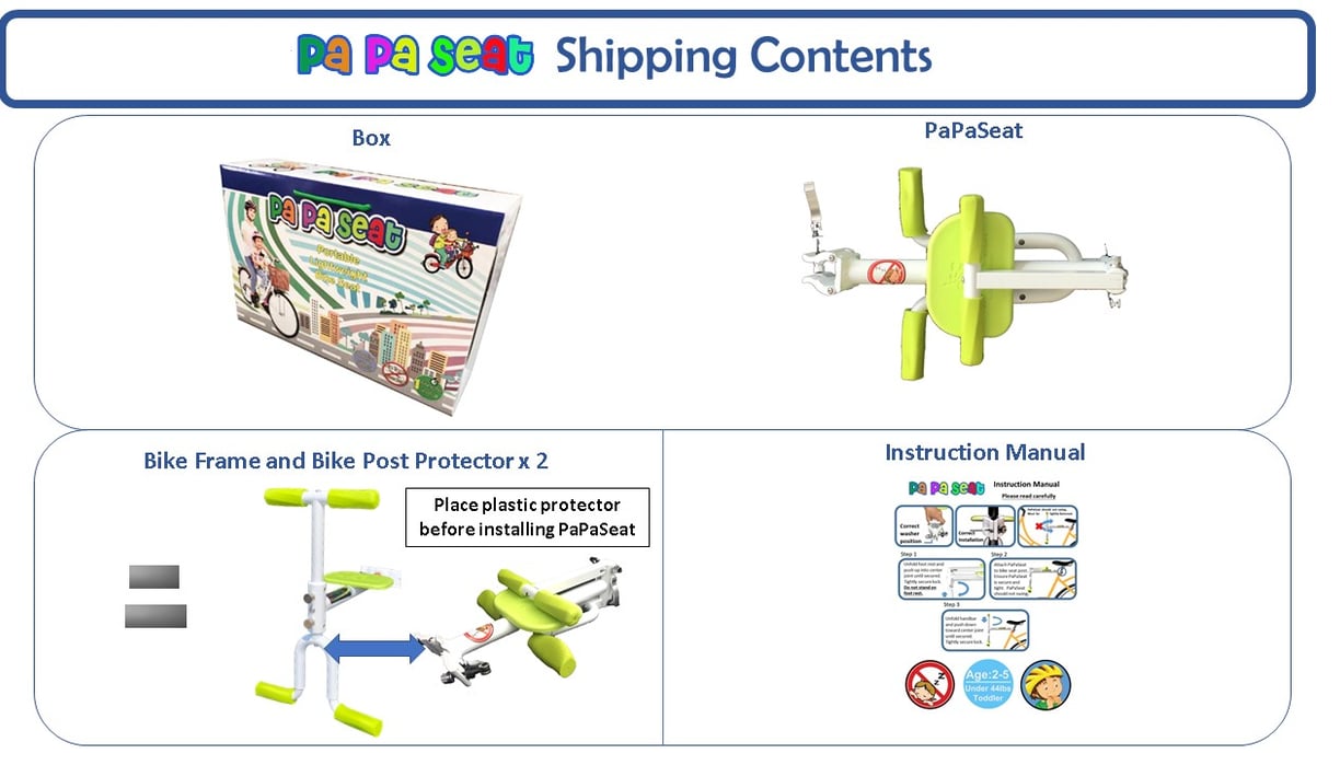 papaseat child bike seat packaging contents