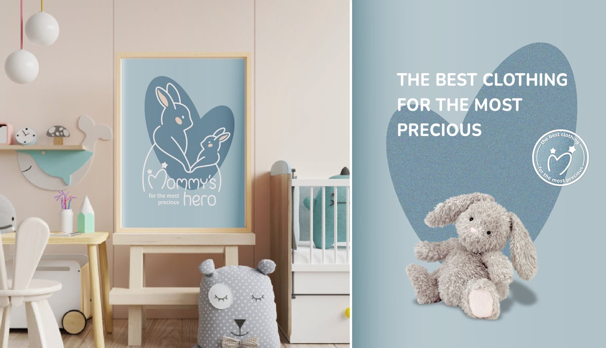 Cute and gentle Logo and Brand Identity for baby store Mommy's Hero, branded poster