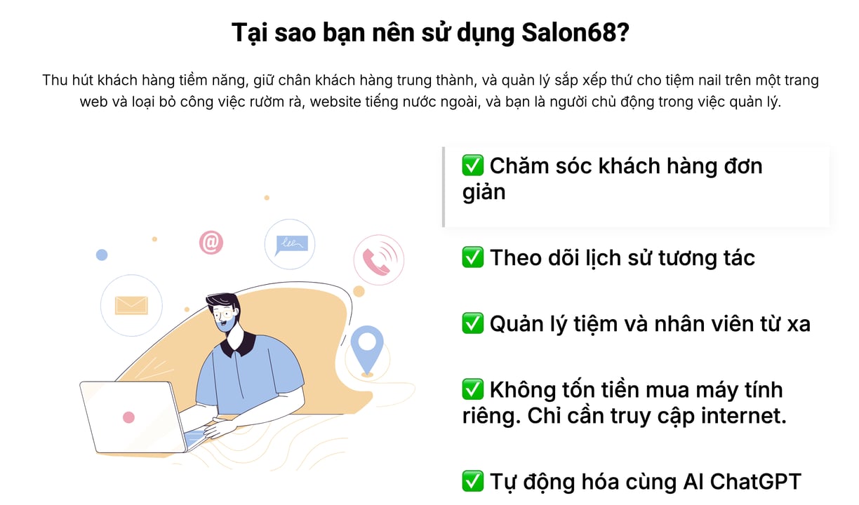 Salon68 | quản lý salon hiệu quả cùng AI.