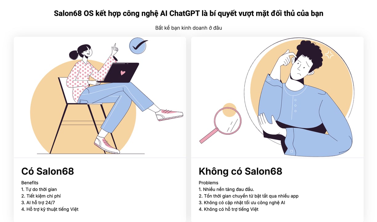 Salon68 | quản lý salon hiệu quả cùng AI.