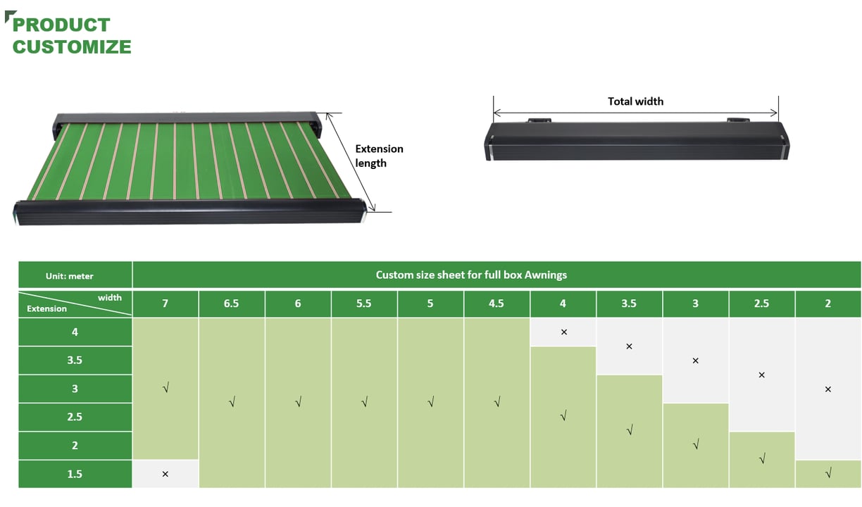 awning size custom