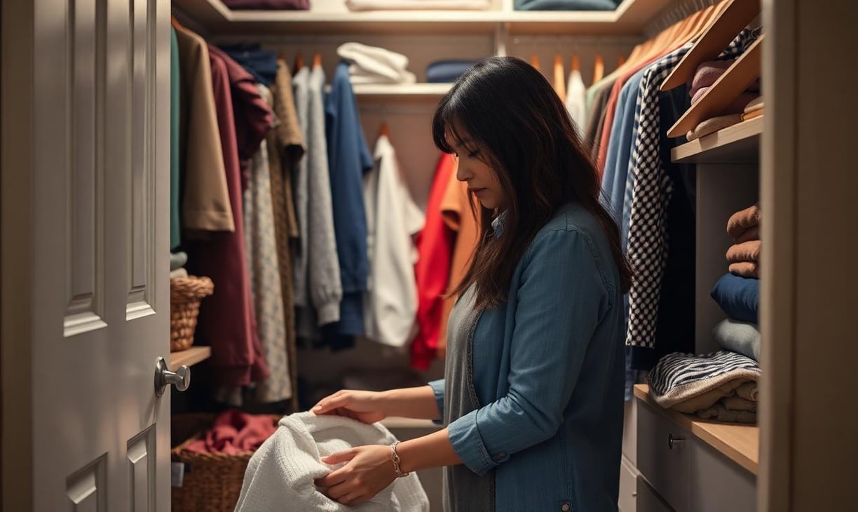 woman cleaning out a closet