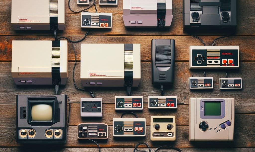 a collection of video game controllers and controllers