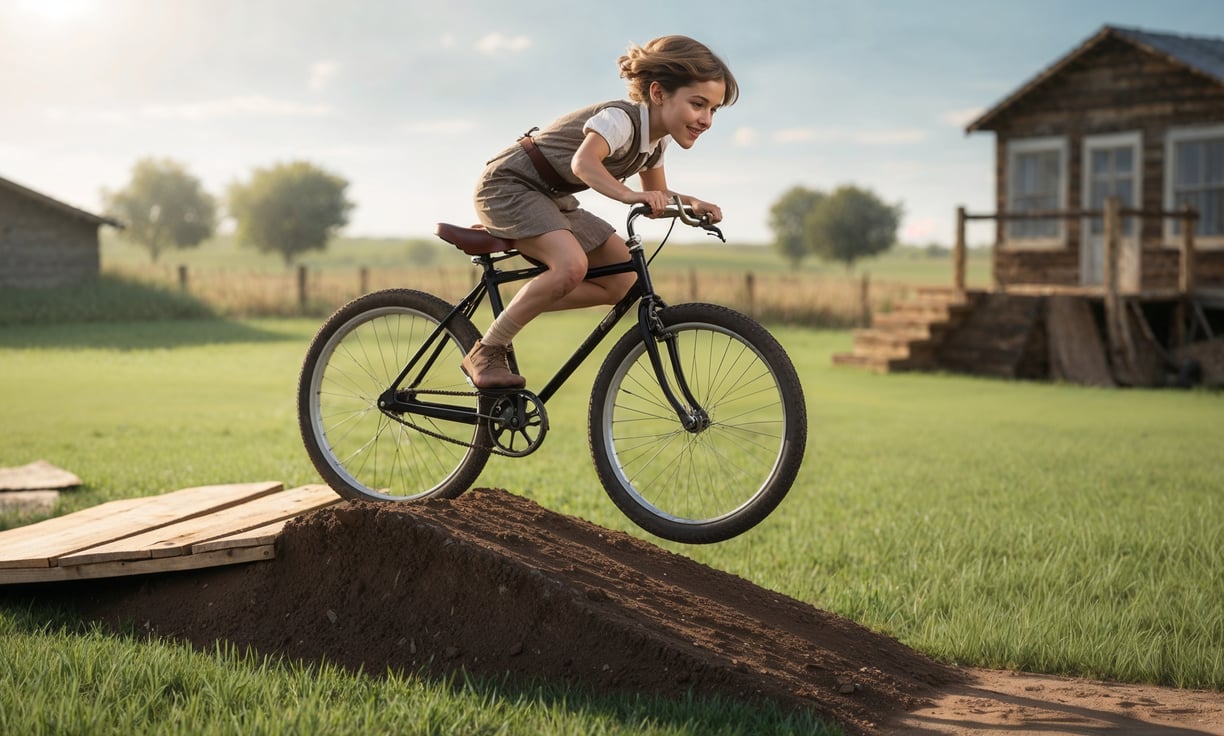 Amelia Earhart as a child riding her Bicycle