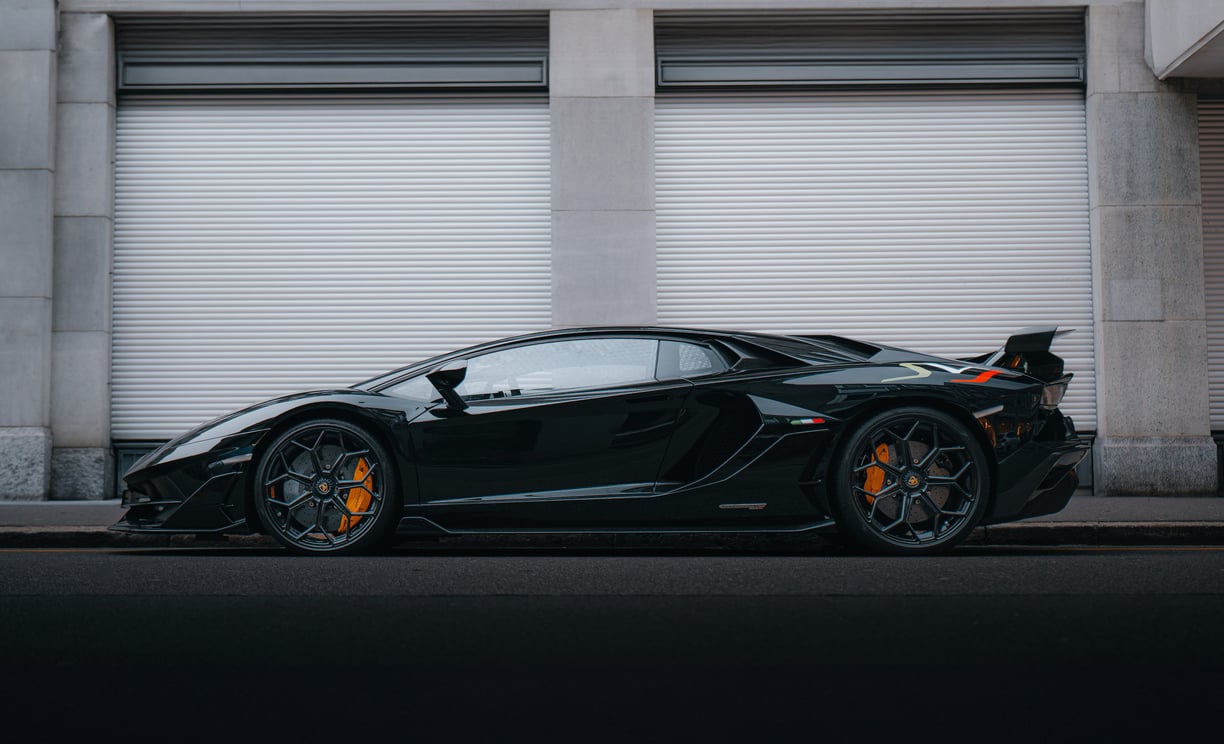 a black lamborghini aventador svj