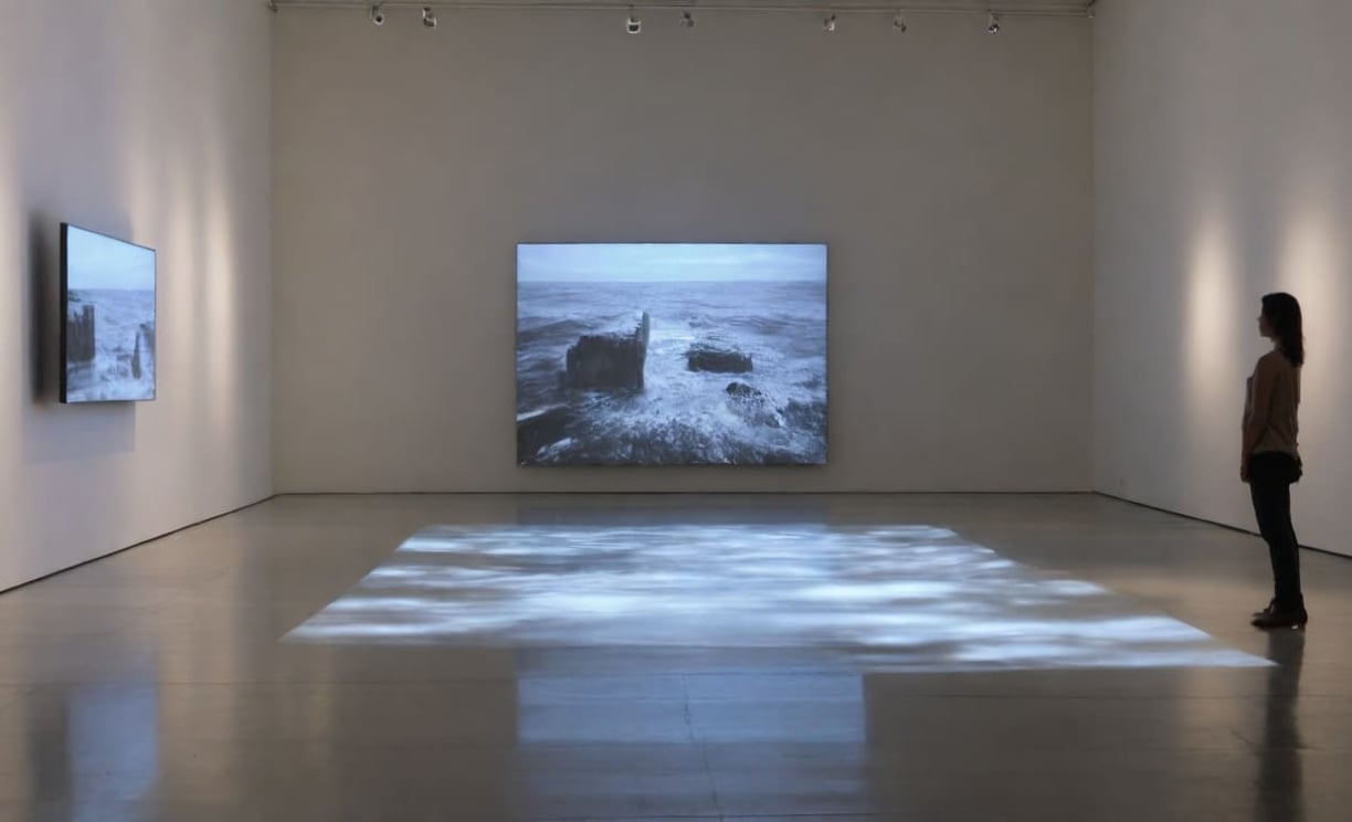 Performance de Vídeo Arte: Artista Interagindo com Projeções de Imagens em Tempo Real