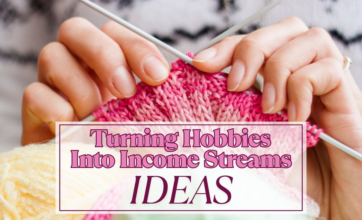 a woman knitting a scarf