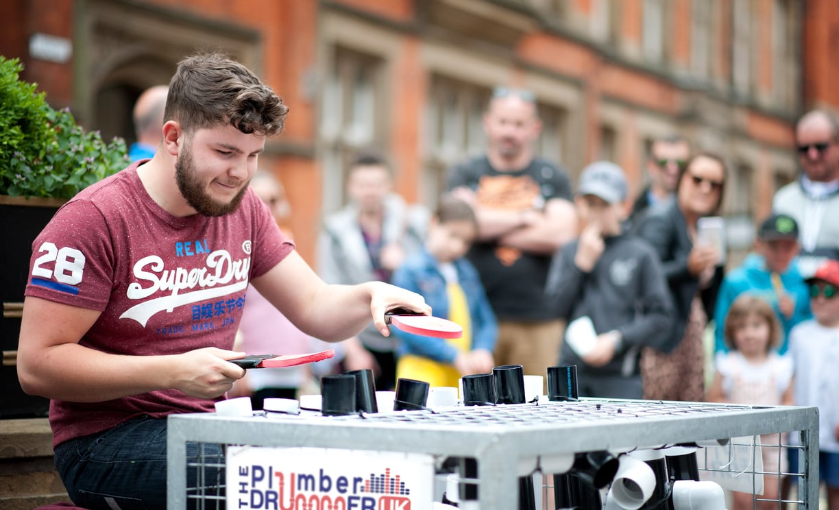 The PlumberDrummer UK entertaining crowds