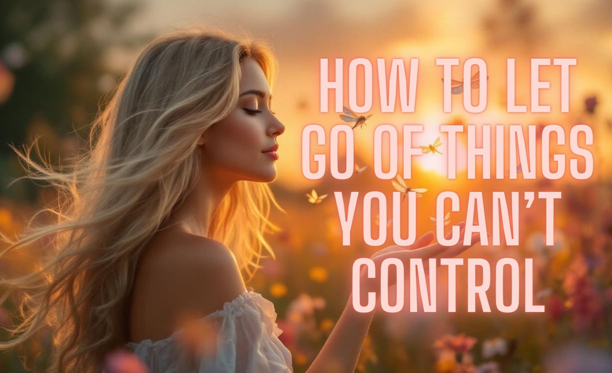 a woman with blonde hair and a white dress with the words how to let go
