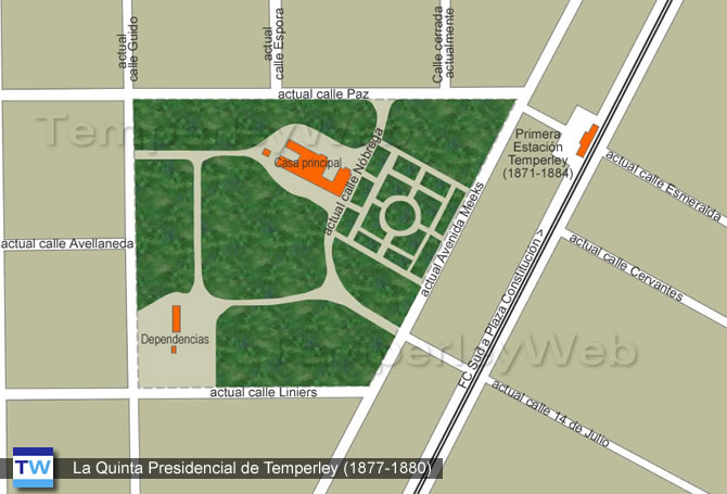 Mapa de la Quinta Presidencial de Temperley