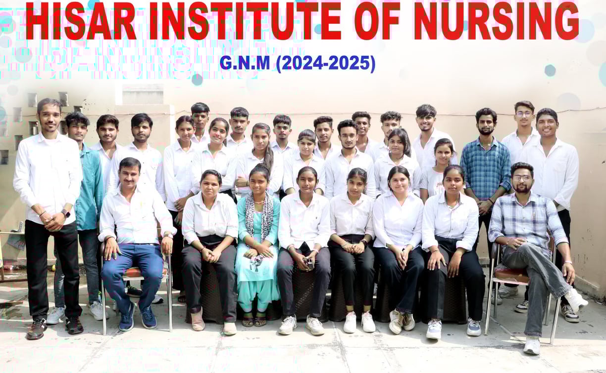 group photo of Students of batch 2024-25 GNM of hisar institute of nursing