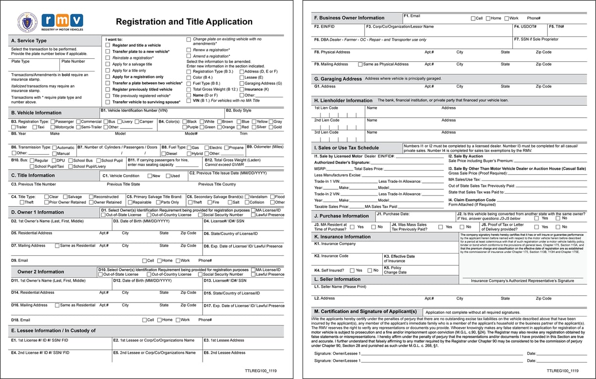 Registration and Title Form