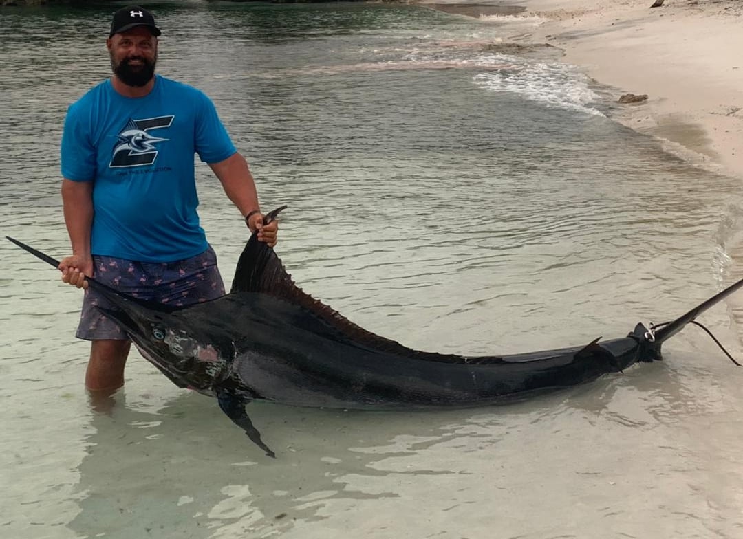 Blue marlin caught on a Zanzibar fishing charter near Kizimkazi.